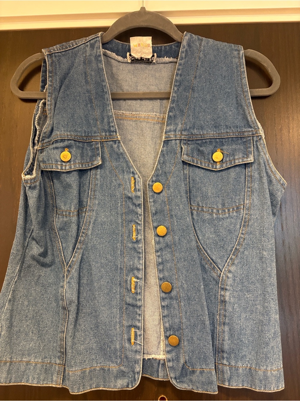 Classic Blue Denim Button-Front Women's Vest